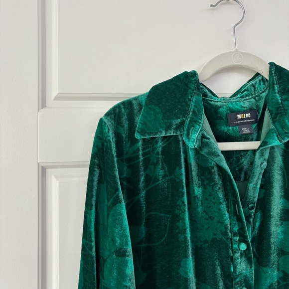 Maeve Anthropologie The Bettina Tiered Mini Shirt Dress Holly Velvet - Picture 8 of 8